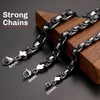 ChainsHouse Men Iron-Black Plating 6mm Wide Byzantine Link Chain Necklace