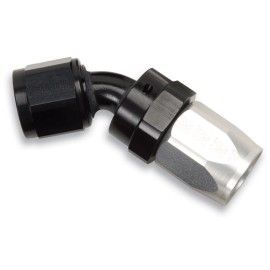 Russell Performance Fittings -12 AN Black/Silver 45 Degree Full Flow Hose End