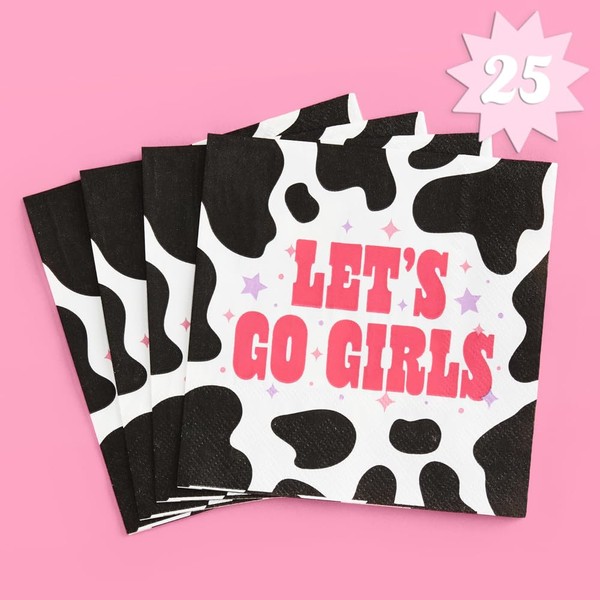 xo, Fetti Let's Go Girls - Servilletas de rodeo de 3 capas, 25 piezas | Decoraciones de despedida de soltera, suministros de Nashville, recuerdos de fiesta de novia vaquera, fiesta de cumpleaños, temática occidental