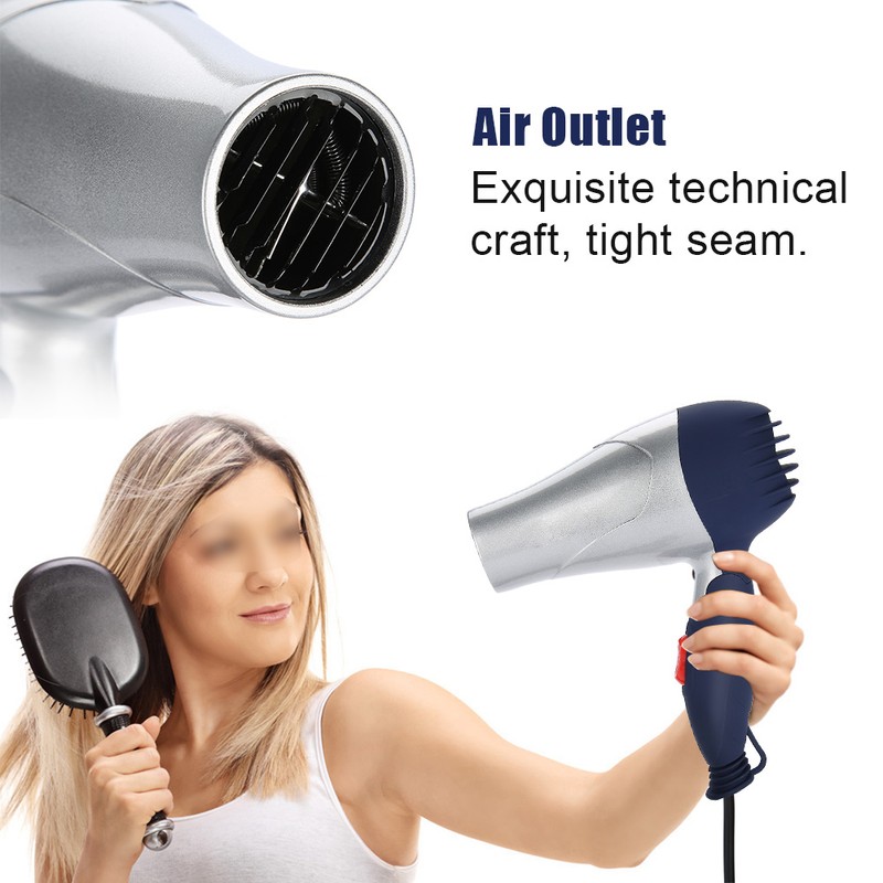 Lightweight Foldable Mini Hair Dryer Portable Adjustable Blow Dryer Silver