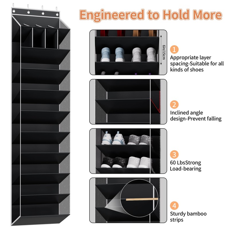 KYEVIS 10-Tier Large Size Over the Door Shoe Organizer, 20