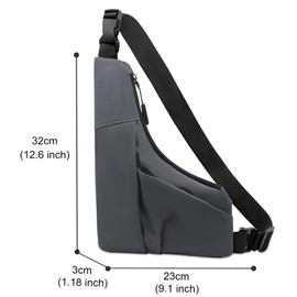 Long Keeper Casual Crossbody Sling Backpack Triangle Slim Sling Bag Sports Cycling Gym Small Chest Bag PU Leather Waterproof Travel Shoulder Bag for Men Women (Grey)