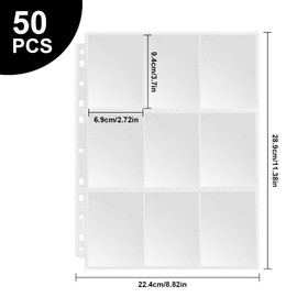 50 Sheet Trading Card Sleeves 9-Pocket Double-Sided Transparent Game Card Sleeves Holder Card Storage Wallets Trading Card Album Pages, 900 Pockets Total
