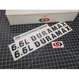 6.6L Duramax Decals (2pk) Turbo Diesel Hood Stickers Fits Silverado Sierra 2500 3500 HD (Matte Blackout, 1.0" x 11.0")