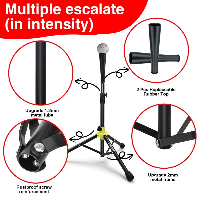 Flight Tees Adjustable Batting Tee Baseball Softball Tee Ball Hitting