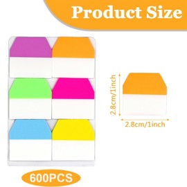 600 Pcs Page Markers Tabs, 6 Color Sticky Tabs Page Markers, Book Tabs, Sticky Index Tabs, Page Tabs for Book Tags Stickers Index Markers Office School