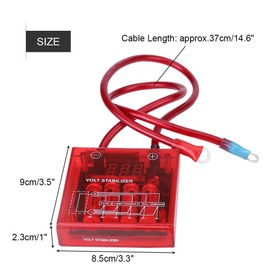 Universal 12V Digital Electric Voltage Stabilizer Kit, Fuel Saver Car Vehicle Voltage Regulator Rectifier with Earth Ground Cables and Mounting Hardware Kit for Car Truck(Red)