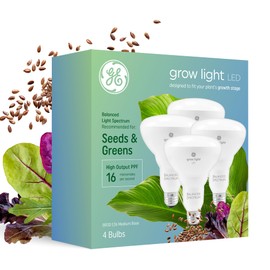 GE Grow Lights for Indoor Plants, BR30 Indoor Floodlight, LED Light Bulbs for Seeds and Greens with Balanced Spectrum, 25,000 Hours Lifespan, 16 PPF, 4 Pack (Packaging May Vary)