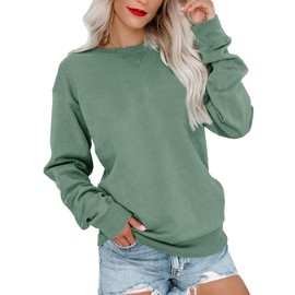 Bingerlily Womens Casual Long Sleeve Sweatshirt Crew Neck Cute Pullover Relaxed Fit Tops Green