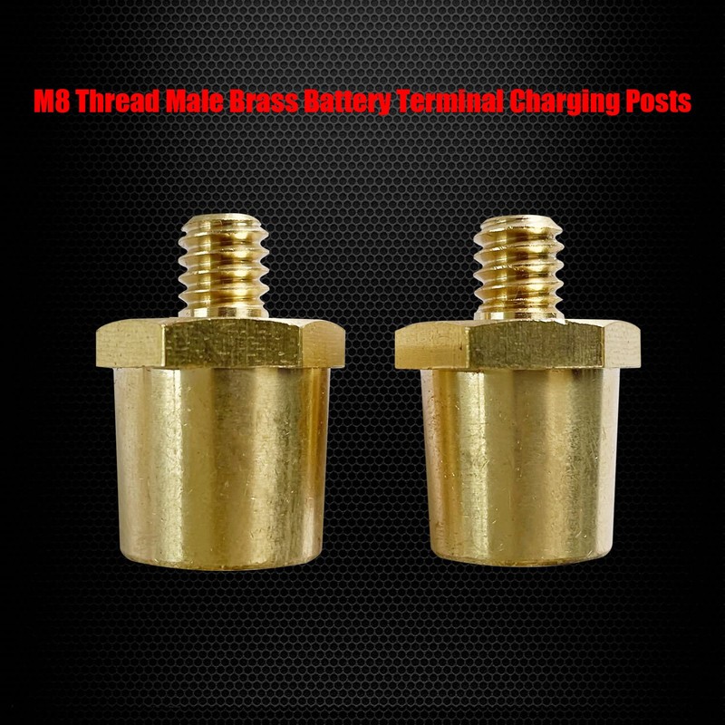 Ampper M8 Thread Male Brass Battery Terminal Charging Posts, M8