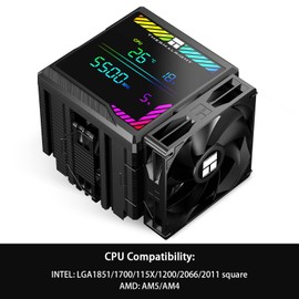 Thermalright Peerless Assassin 140 Digital Black CPU Cooler Air with 6 Heatpipes, Magnetic Display Board Top Cover,Heatsink CPU Cooler, for AM4/AM5 and Intel lga1700/1851/1150/1151/1200/2011