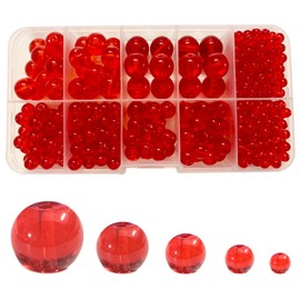 FAPUMOE Red Round Crystal Glass Beads for Jewelry Making (4/6/8/10/12mm), Smooth and Round Glass Spacer Loose Beads for Crafts Bracelets Necklaces Charms