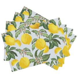 Tropical Lemon Placemats Set of 4, Placemats Dining Table Mat Set,12x18 Washable Stain Resistant Wipeable Cloth Placemat for Kitchen Buffet Parties