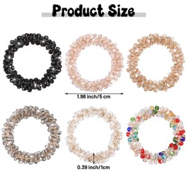 YBEATY 6 Pcs Rhinestone Hair Ties Fancy Elastic High Ponytail Holder Stretchy Hair Bands Accessories Decorative Sparkly Glitter Crystal Bling Scrunchies Beaded Set for Ladies Women Girls