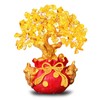 Yellow Quartz Crystal Money Tree Double Golden Toads Bonsai Style