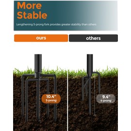 LAND·VOI Metal String Light Poles for Outside Hanging - Backyard, Garden, Patio, 4 Pack Lighting Stand with Adjustable Height for Outdoor Parties, Wedding, Extra-Long 5-Prong Claws, (9.6FT)