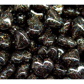 JOLLY STORE Crafts® 18mm Jet Multi Sparkle Heart Beads Made in USA kids valentine school crafts 24pc