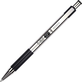 F-301® Retractable Ballpoint Pen, 0.7mm Fine Point, Stainless Steel, Black Ink (ZEB27110)