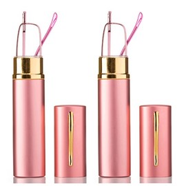 2 Packs Tube Spring Temple Reading Glasses in Aluminum Case Pink +2.50