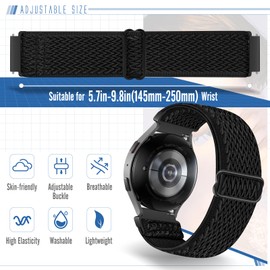 Runostrich Quick Release Nylon Watch Band - Choice of Width - 18mm, 19mm, 20mm, 22mm, 24mm Elastic Watch Straps Adjustable Stretchy Solo Loop Sport Nylon Replacement Wristband for Women Men, 3pcs