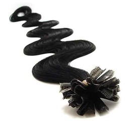 200 Strands Wavy Pre Bonded U Nail Tip Fusion Remy Human Hair Extensions 22" Inches # 1 Jet Black Color
