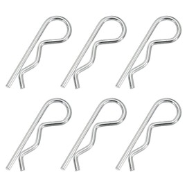 PATIKIL M4 x 75 mm Cotter Pin Assortment Kit, 6 Pcs Heavy Duty R Clips Hardware Pin Carbon Steel Spring Fasteners Hitch Pin for Trailer Locking Lawn Mowers Truck, Silver Tone