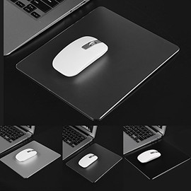Yosoo- Alfombrilla de ratón para Juegos, Alfombrilla de ratón Antideslizante de aleación de Aluminio para Juegos Alfombrilla de ratón de Doble Cara para PC, computadora portátil(Negro)