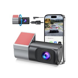 Dashcam para Auto Frontal, 4K Mini Camara para Carro Wi-Fi, Compatible con WDR, Modo de Estacionamiento de 24 Horas, Tarjeta SD No Incluida, Cámara de Marcha atrás, Sensor G, hasta 128 GB