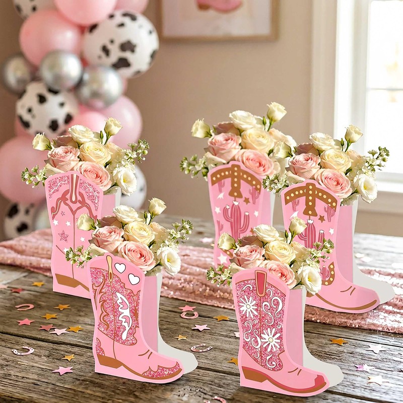 12 Set Western Cowgirl Boots Flower Boxes Centerpiece Boot Shape