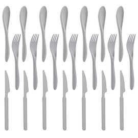 Juego de cuchillos y tenedores, cucharas y cuchillos, juego de cubiertos de paja de trigo, juego de utensilios reutilizables para 7, utensilios irromp