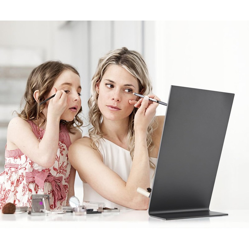 NEZZOE Rectangular Makeup Mirror for Desk, 12 inch Aluminum Table