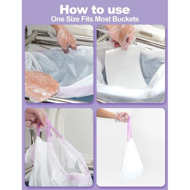 Beside Commode Liners with Absorbent Pads - Set with Disposable