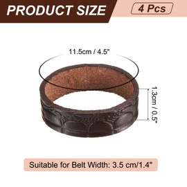 sourcing map 4 Pcs Leather Belt Loop Keeper, 4.5 Inch Belt Straps Ring Replacement Strap Holder Wide Belt Retainer for Securing Additional Length Straps in Place, Brown(Crocodile Pattern)