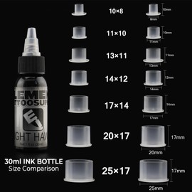 Tattoo Ink Caps with Base Full Size Tattoo Ink Cups-Assorted 300pcs Clean Ink Cup for Tattoo Permanent Makeup Pigment Container Tattoo Accessories,Tattoo Ink,Tattoo Supplies (#25#20#17 (300PCS))