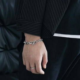 Tasiso Surgical Stainless Steel Bracelet, Simple, Popular, Chain, Unisex, Hypoallergenic, Stylish, Street, Bracelet, Silver, Weighty Chain, Curb, Stainless Steel