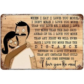 Bobs Burgers Bob and Linda I Love Rustic Wall Decor Metal Siding Vintage Tin Sign Vintage Advertising Metal Tin Sign Home Decor Garage Kitchen Bar Dining Room 12x16inch