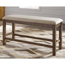 Signature Design by Ashley Morriville Counter Height Upholstered Dining Room Bench, Brown