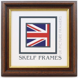 Skelf Frames 9 x 9 Inches Square Picture Photo Frame in 35mm Dark Wood with Gold Inlay with Glass Hand made in Yorkshire (Multiple Sizes)