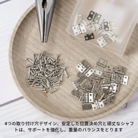 Hinges Mini Hinges, 0.3 x 0.4 inches (8 x 10 mm), Set of 50 with Screws, 4 Holes, Hinges for Wooden Boxes, Hardware for Doors, Handmade Parts, Woodworking, Furniture Repair, DIY Miniature (Silver)