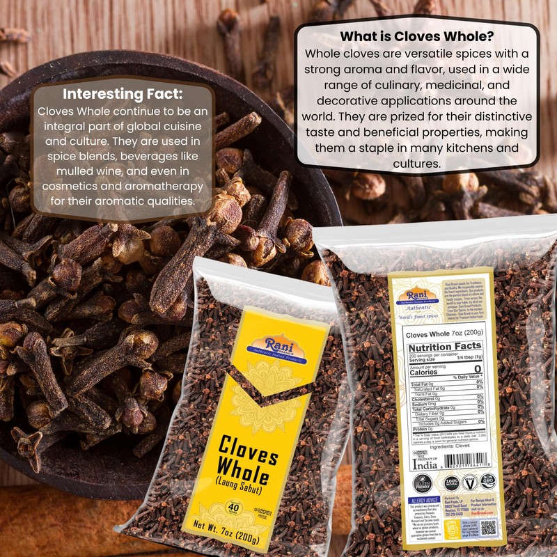 Rani Cloves Whole (Laung) 7oz (200g) Great for Food, Tea,
