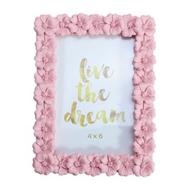 WAIT FLY 4 X 6 Inches Beautiful Pink Flower Shape Resin Card Photo Frame Picture Frame for Desktop Table Top Display