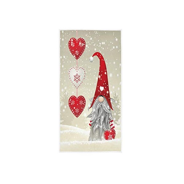 QUGRL Christmas Gnome Heart Hand Towels Winter Snow Soft Kitchen