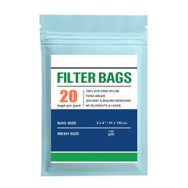 Bolsas de filtro de té de nailon premium, 2 x 4 pulgadas, doble costura, paquete de 20 (120 micras)