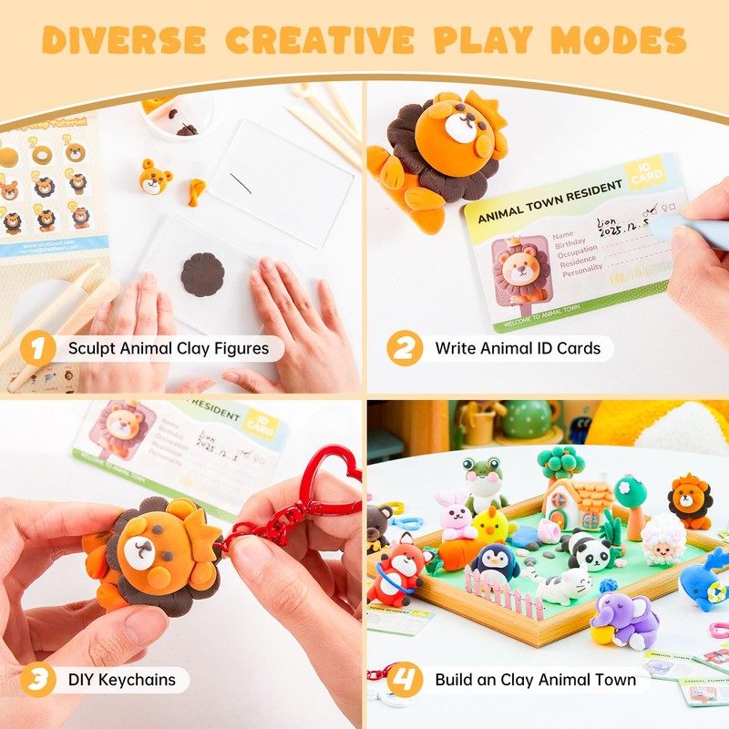 Shuttle Art Air Dry Clay for Kids - Zoo Town,
