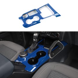 HTHE Center Console Gear Shift Cover Cup Holder Trim Center Console Gear Shifter Panel Cover Trim Compatible with Ford Bronco 2021 2022+ Interior Accessories (Blue,ABS)