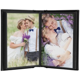 4" x 6" Black Leather Self-Stick Photo Album - Holds 20 photos