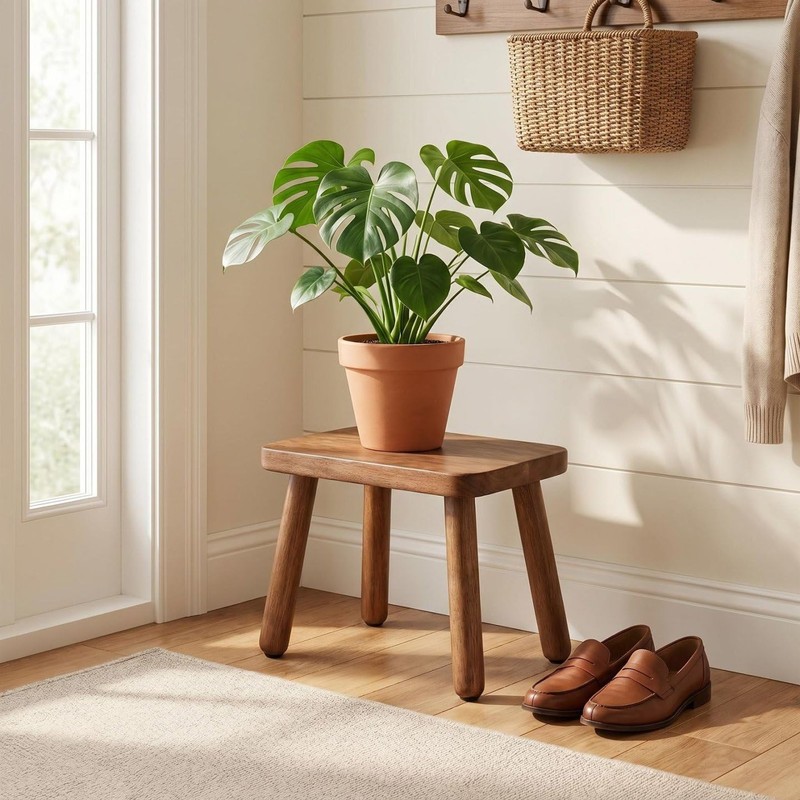 Slirike Solid Wood Step Stool 13.3" - 500lbs Capacity Plant