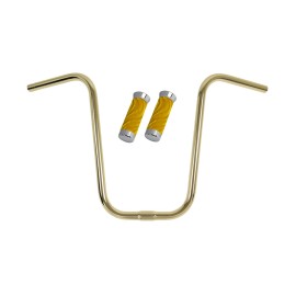 OG Lowrider Handlebar U 15" 25.4mm Gold & Grips Grips Velour Swirl Yellow