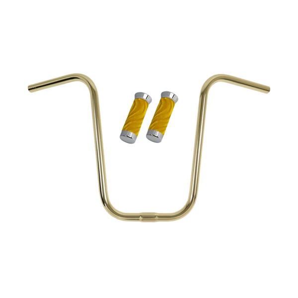OG Lowrider Handlebar U 15" 25.4mm Gold & Grips Grips