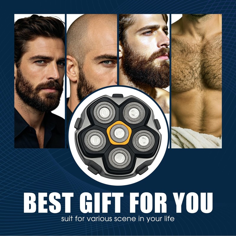 Magnetic 6-Blade Replacement Heads for Electric Shavers, Compatible with Most